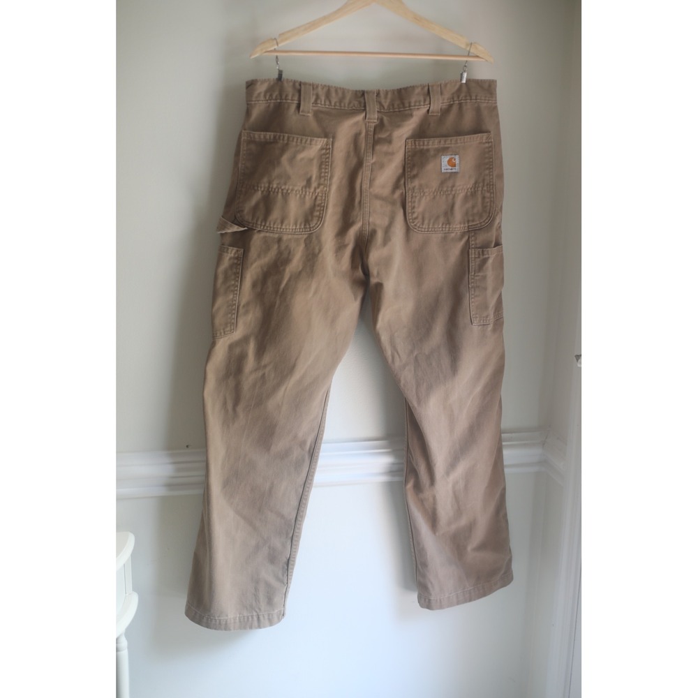 Carhartt B324 DKH Mens Relaxed Fit Carpenter Pants Dark Khaki 38x30 Cotton - Picture 6 of 8